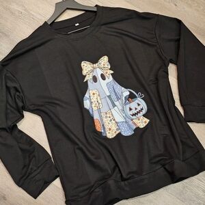 Super Cute Farmhouse Patchwork Fall Ghost Top